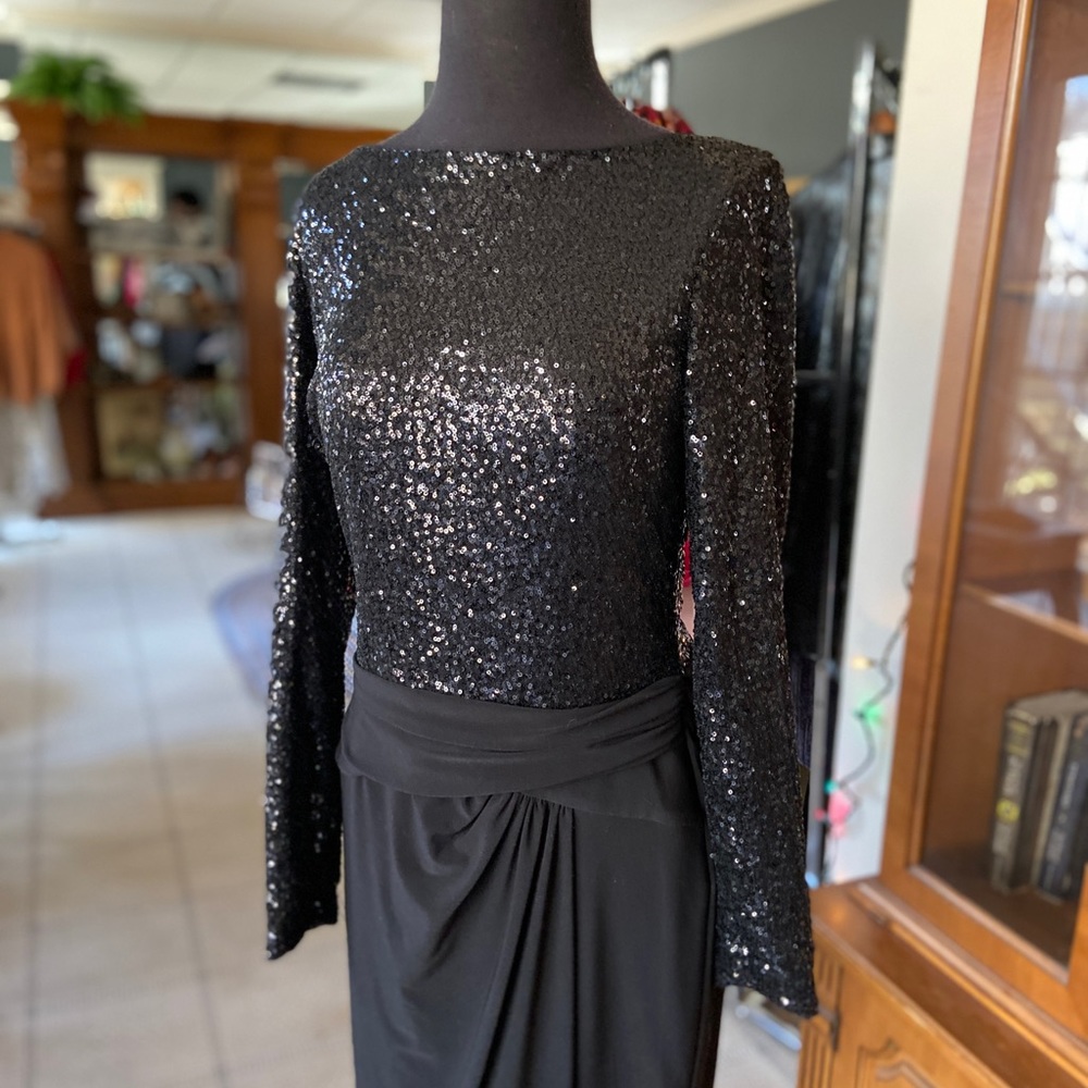 Ralph Lauren sequined black dress with open back
